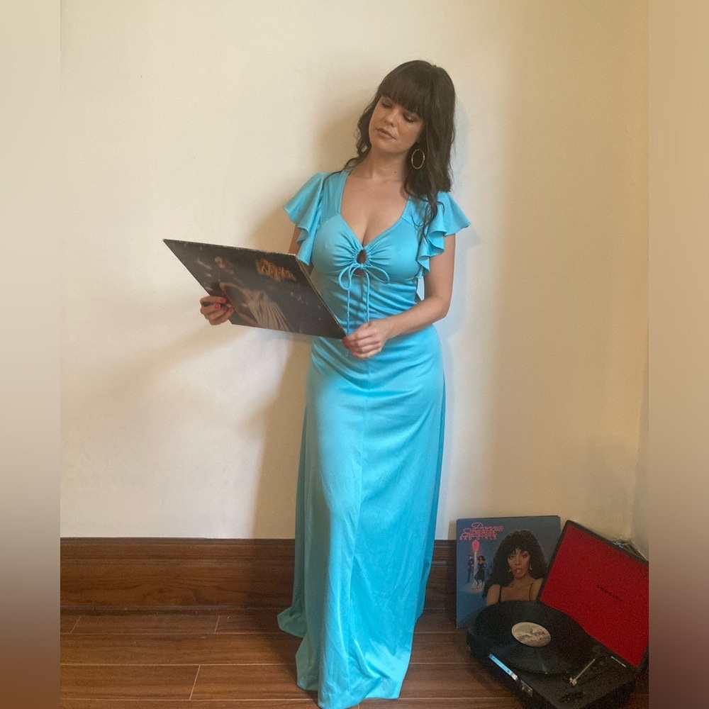 Vintage 1970s Blue Maxi Dress